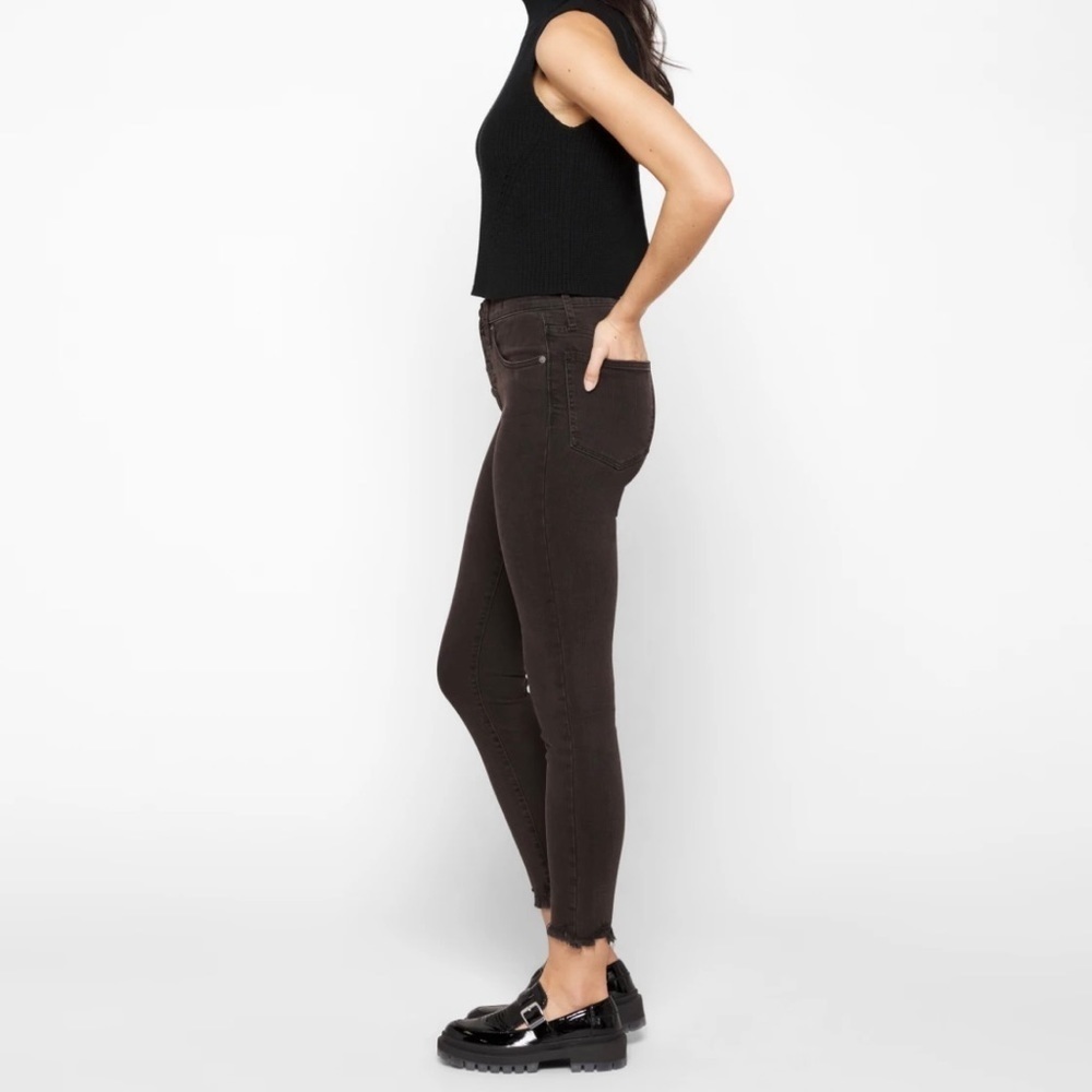 Madewell 9” Mid-Rise Skinny Black Jeans Button Fly Raw Hem, Size 24 - Picture 15 of 15